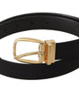 Dolce & Gabbana Black Canvas Leather Gold Metal Buckle Belt