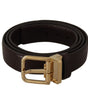 Dolce & Gabbana Brown Leather Gold Metal Buckle Belt