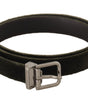 Dolce & Gabbana Green Velvet Silver Tone Metal Buckle Belt