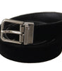 Dolce & Gabbana Black Cotton Silver Tone Metal Buckle Belt