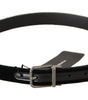 Dolce & Gabbana Black Cotton Silver Tone Metal Buckle Belt