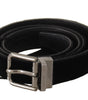 Dolce & Gabbana Black Cotton Silver Tone Metal Buckle Belt
