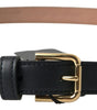 Dolce & Gabbana Black Leather Gold Tone Metal Buckle Belt