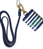 Dolce & Gabbana Blue Stripe Dauphine Leather Logo Print Strap Airpod Case