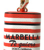 Dolce & Gabbana Orange Stripe Dauphine Leather Logo Strap Airpod Case