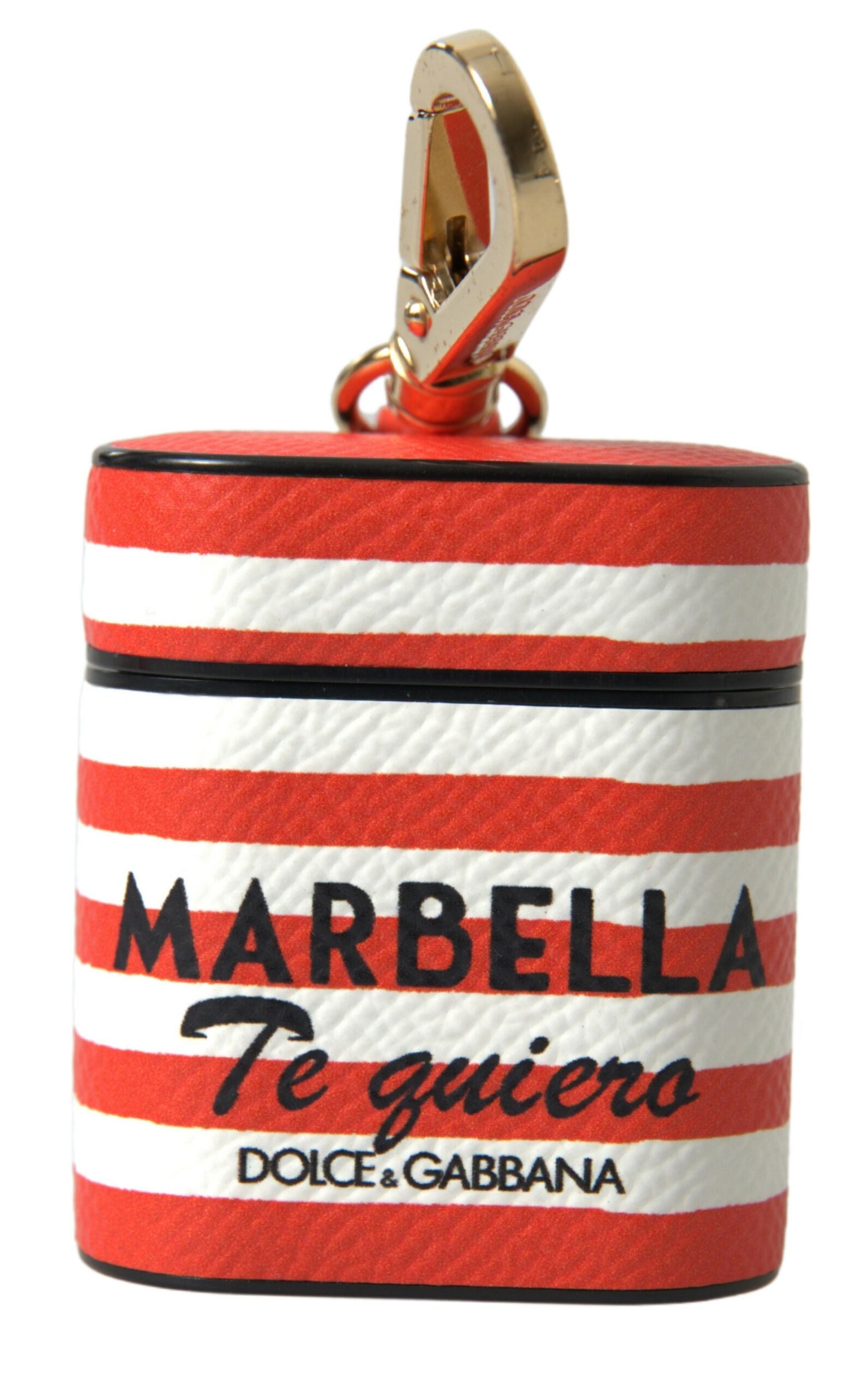 Étui pour Airpods en cuir à rayures orange Dolce & Gabbana Chic