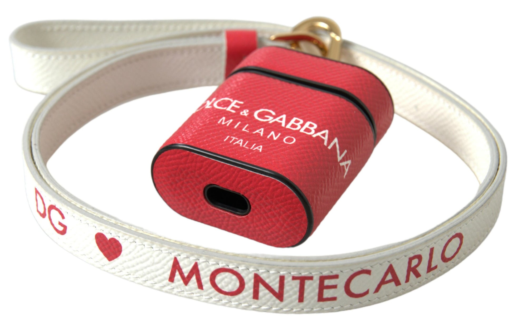 Étui élégant pour Airpods en cuir de veau rouge Dolce & Gabbana