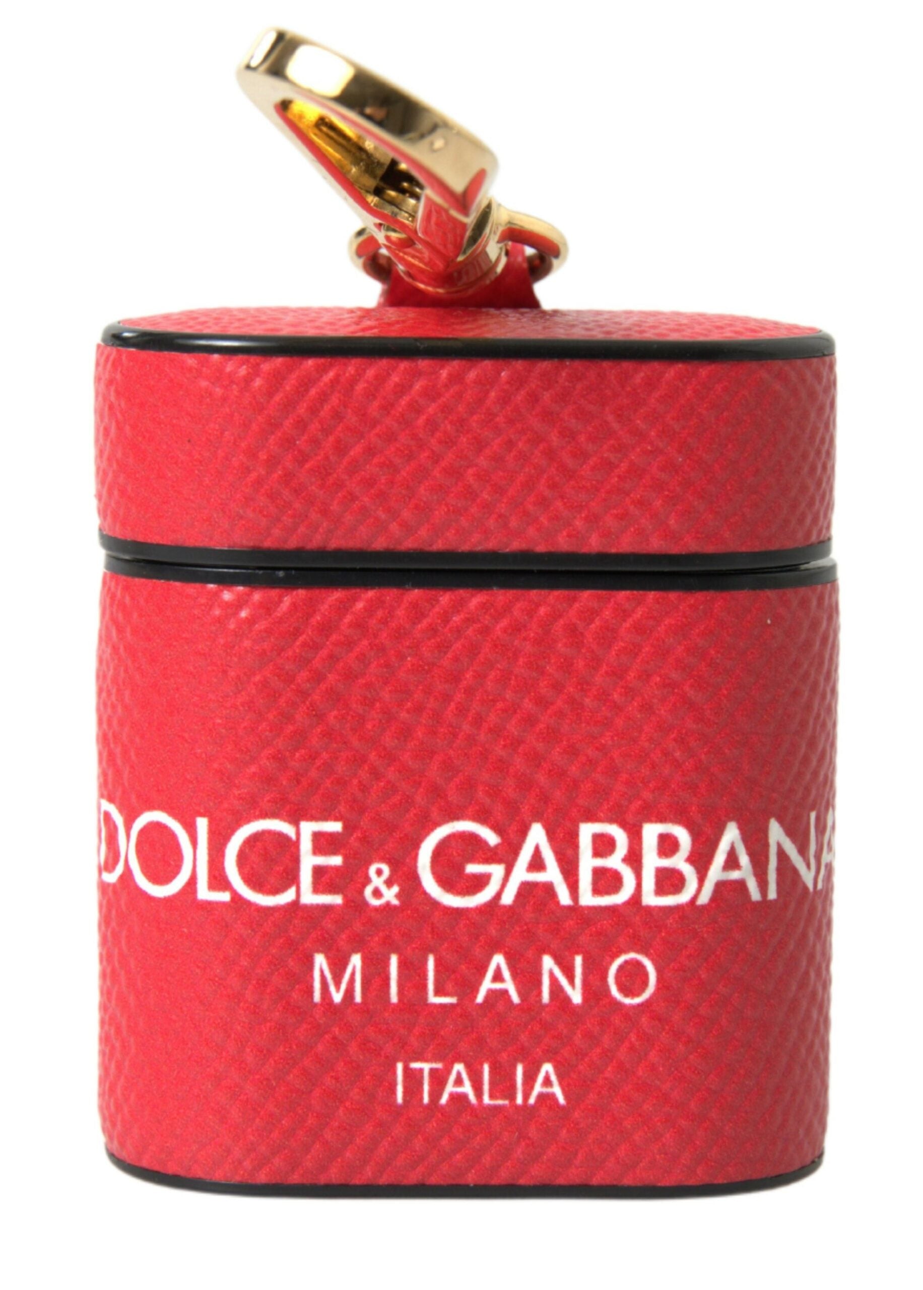 Étui élégant pour Airpods en cuir de veau rouge Dolce & Gabbana