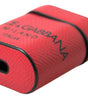 Dolce & Gabbana Red Black Calf Leather Logo Print Strap Airpods Case