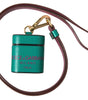 Étui élégant en cuir Dolce &amp; Gabbana pour Airpods, vert et marron