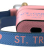 Dolce & Gabbana Pink Blue Calf Leather Logo Print Strap Airpods Case