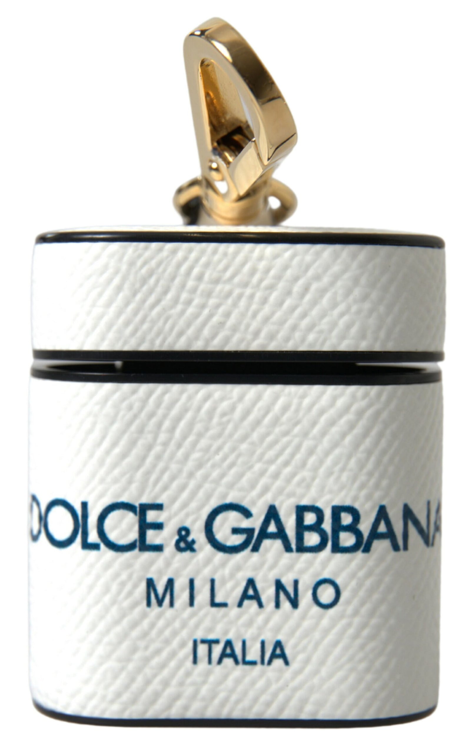 Étui élégant en cuir Dolce & Gabbana pour Airpods (blanc et bleu)