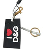 Dolce & Gabbana Black Silicone DG Logo Gold Brass Keychain