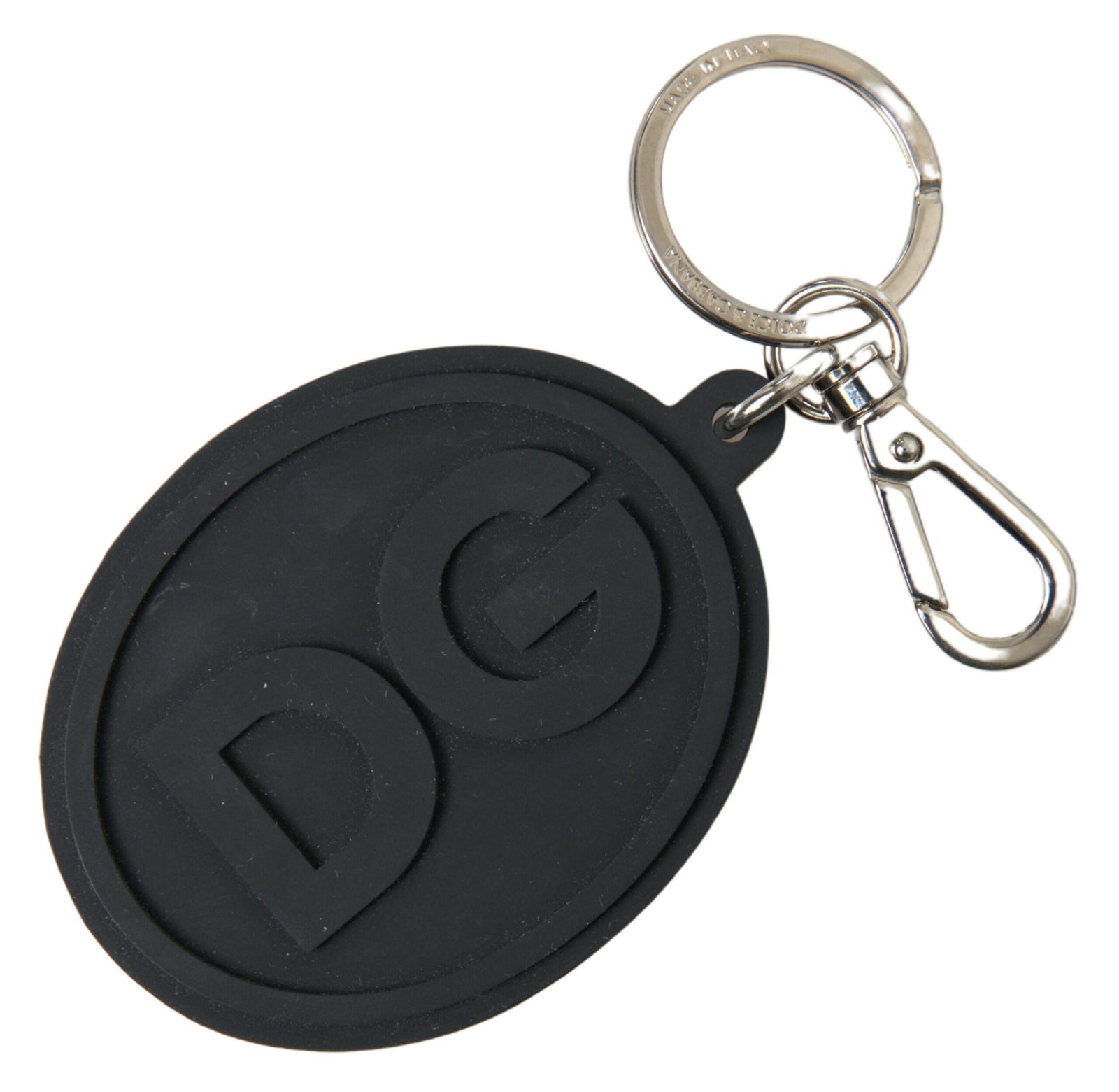 Porte-clés élégant Dolce &amp; Gabbana en caoutchouc noir et laiton