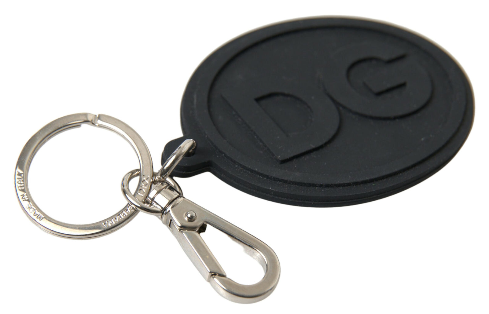 Porte-clés élégant Dolce &amp; Gabbana en caoutchouc noir et laiton
