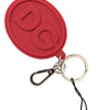 Dolce & Gabbana Red Rubber DG Logo Silver Brass Metal Keyring Keychain