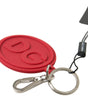 Dolce & Gabbana Red Rubber DG Logo Silver Brass Metal Keyring Keychain