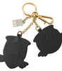 Dolce & Gabbana Chic Blue Leather Keychain with Gold Accents