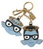 Dolce & Gabbana Chic Blue Leather Keychain with Gold Accents