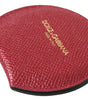 Dolce & Gabbana Red Calfskin Leather Round Hand Mirror Holder