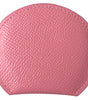 Dolce & Gabbana Pink Calfskin Leather Round Logo Print Hand Mirror Holder