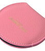 Dolce & Gabbana Pink Calfskin Leather Round Logo Print Hand Mirror Holder