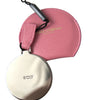 Dolce & Gabbana Pink Calfskin Leather Round Logo Print Hand Mirror Holder