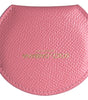 Dolce & Gabbana Pink Calfskin Leather Round Logo Print Hand Mirror Holder