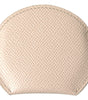 Dolce & Gabbana Beige Calfskin Leather Round Logo Hand Mirror Holder