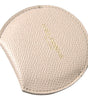Dolce & Gabbana Beige Calfskin Leather Round Logo Hand Mirror Holder