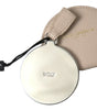 Dolce & Gabbana Beige Calfskin Leather Round Logo Hand Mirror Holder
