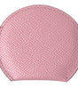 Dolce & Gabbana Pink Calfskin Leather Round Logo Print Hand Mirror Holder