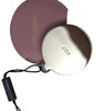 Dolce & Gabbana Pink Calfskin Leather Round Logo Print Hand Mirror Holder