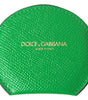 Dolce & Gabbana Green Calfskin Leather Round Logo Hand Mirror Holder