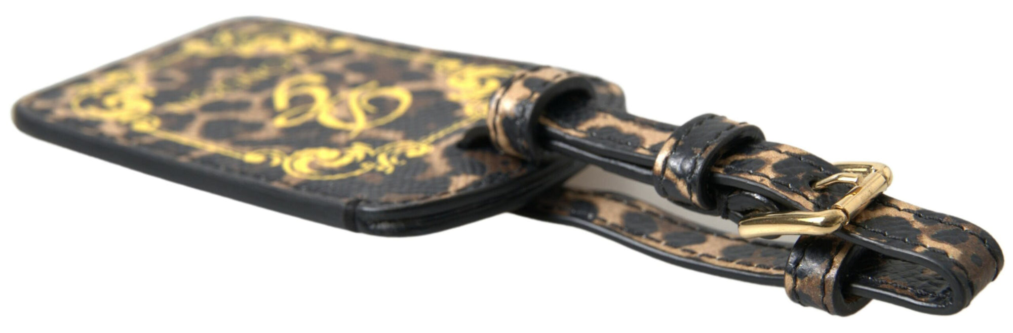 Dolce & Gabbana Multicolor Leopard Dauphine Leather DG Logo Luggage Tag
