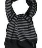 Dolce & Gabbana Black Gray Stripe Wool Neck Wrap Shawl Scarf