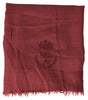 Dolce & Gabbana Maroon Cashmere Knit Wrap Shawl Fringe Scarf