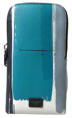 Dolce & Gabbana - Sac bandoulière élégant en cuir bleu et blanc pour téléphone