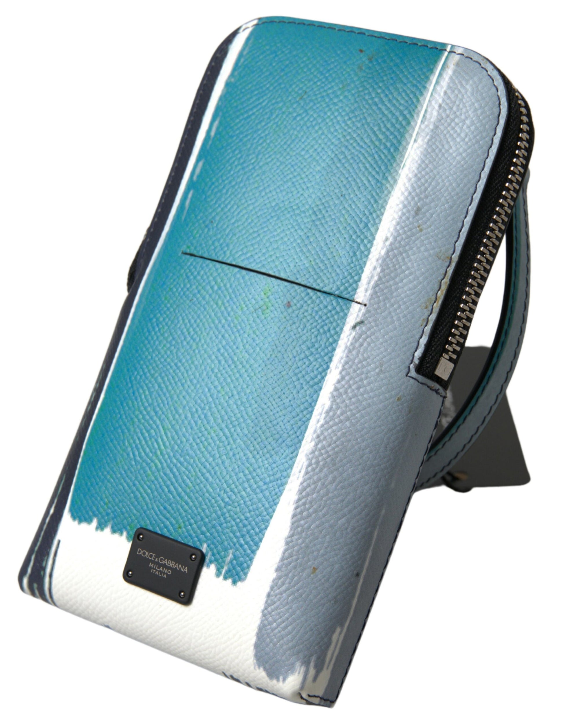 Dolce & Gabbana - Sac bandoulière élégant en cuir bleu et blanc pour téléphone