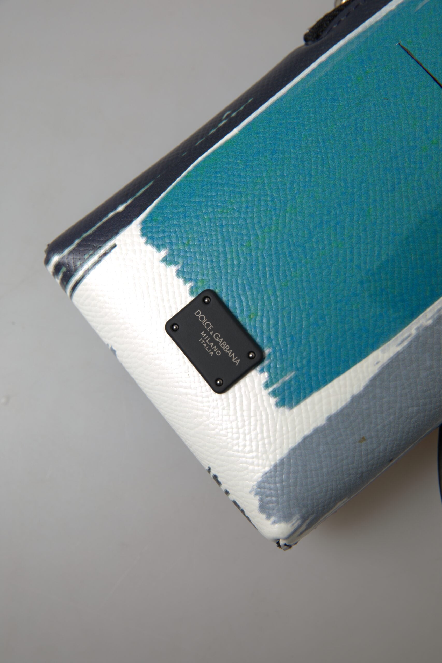 Dolce & Gabbana - Sac bandoulière élégant en cuir bleu et blanc pour téléphone