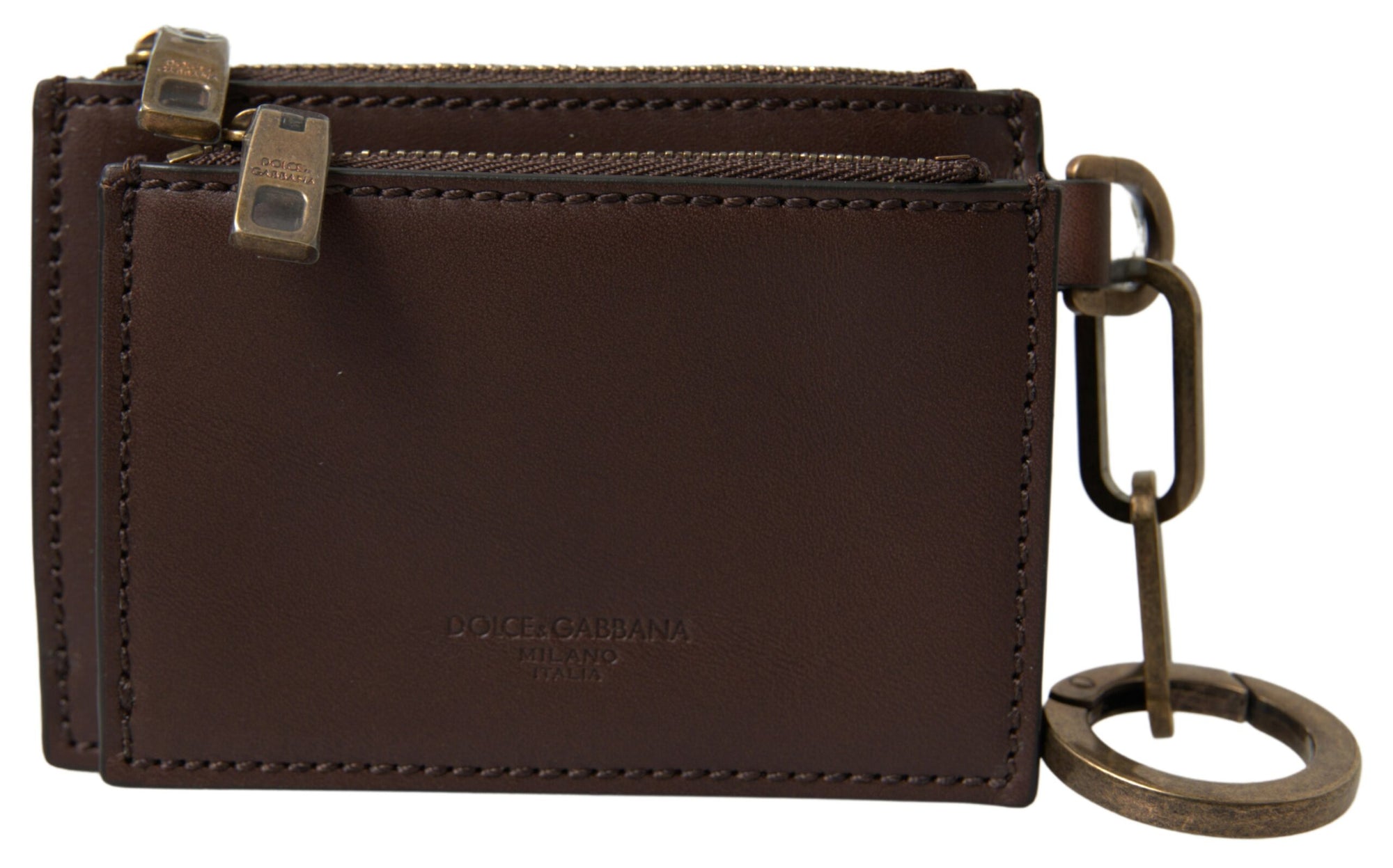 Portefeuille porte-monnaie élégant en cuir marron Dolce & Gabbana