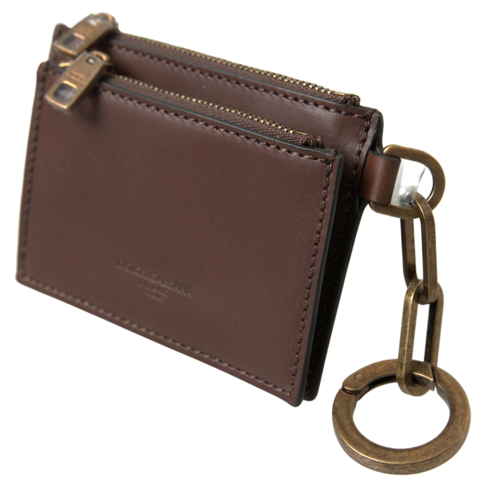 Portefeuille porte-monnaie élégant en cuir marron Dolce & Gabbana