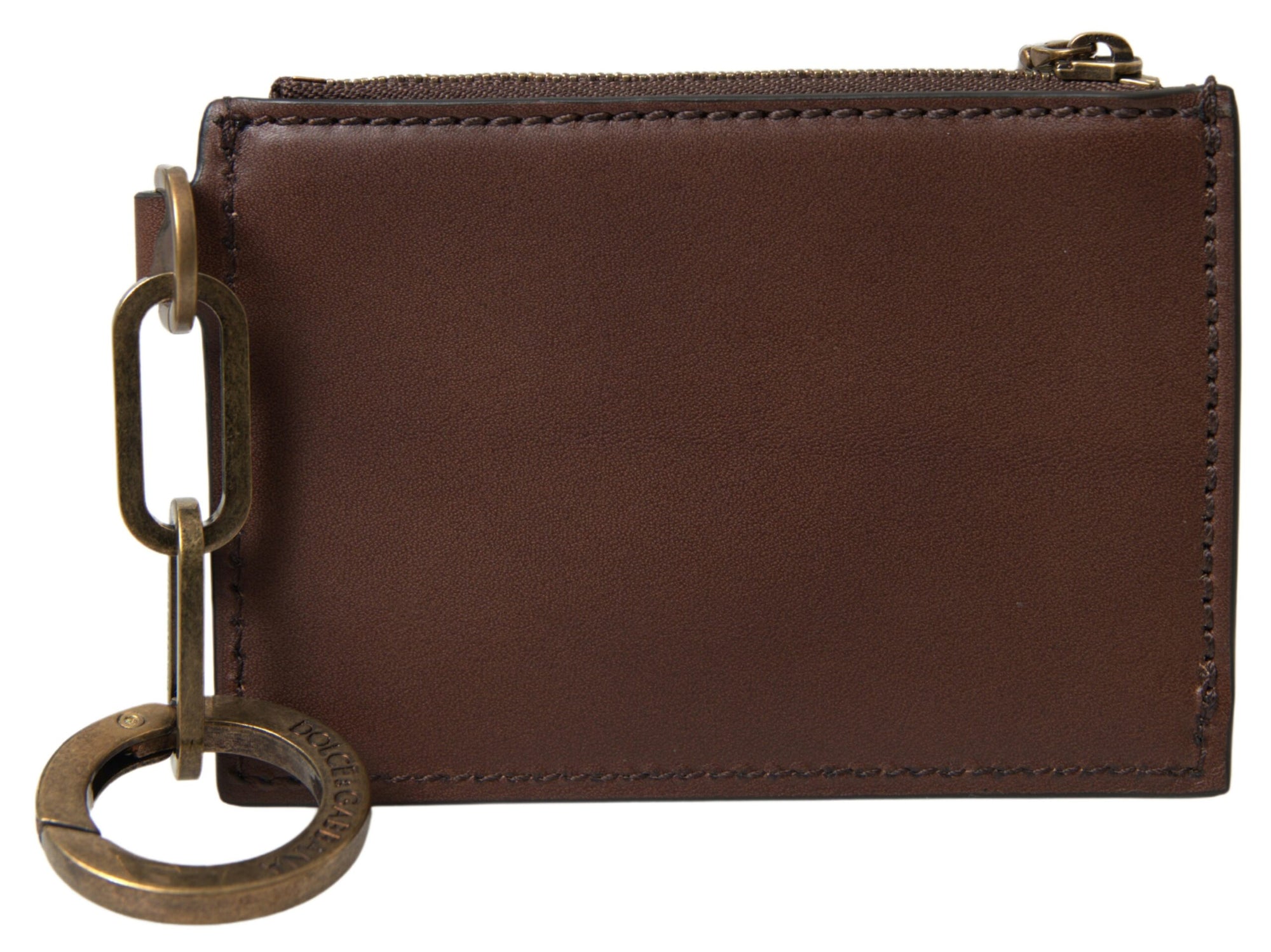 Portefeuille porte-monnaie élégant en cuir marron Dolce & Gabbana