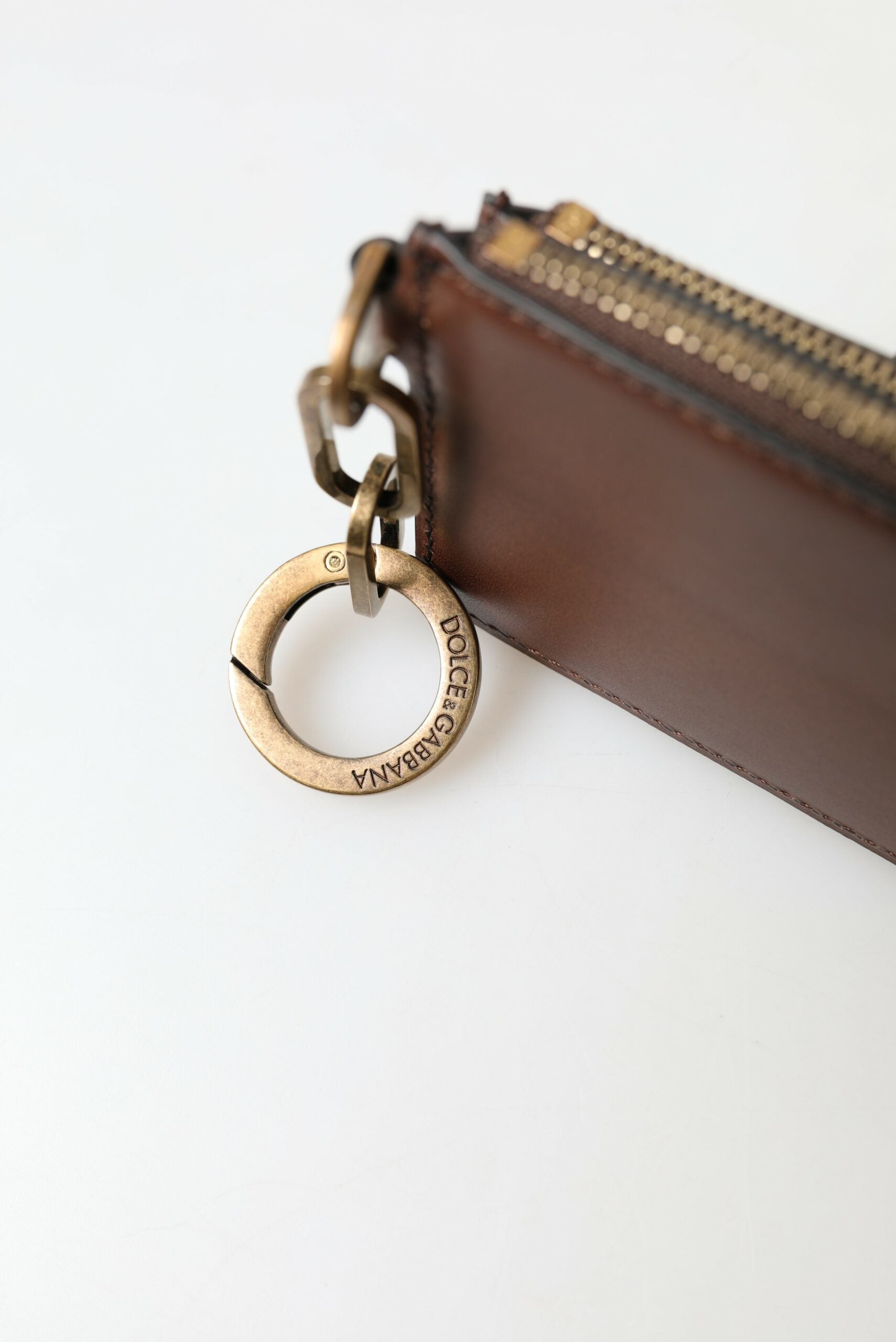 Portefeuille porte-monnaie élégant en cuir marron Dolce & Gabbana