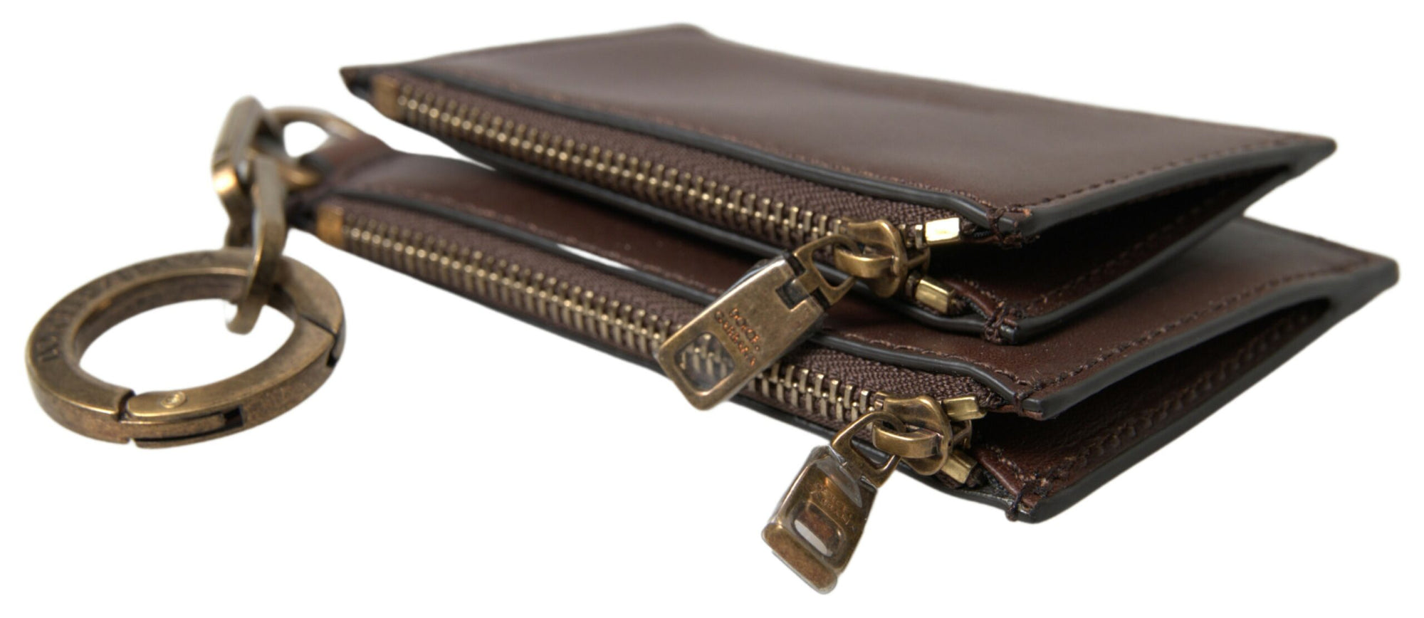 Portefeuille porte-monnaie élégant en cuir marron Dolce & Gabbana