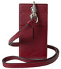 Porte-cartes élégant en cuir rouge Dolce & Gabbana avec cordon