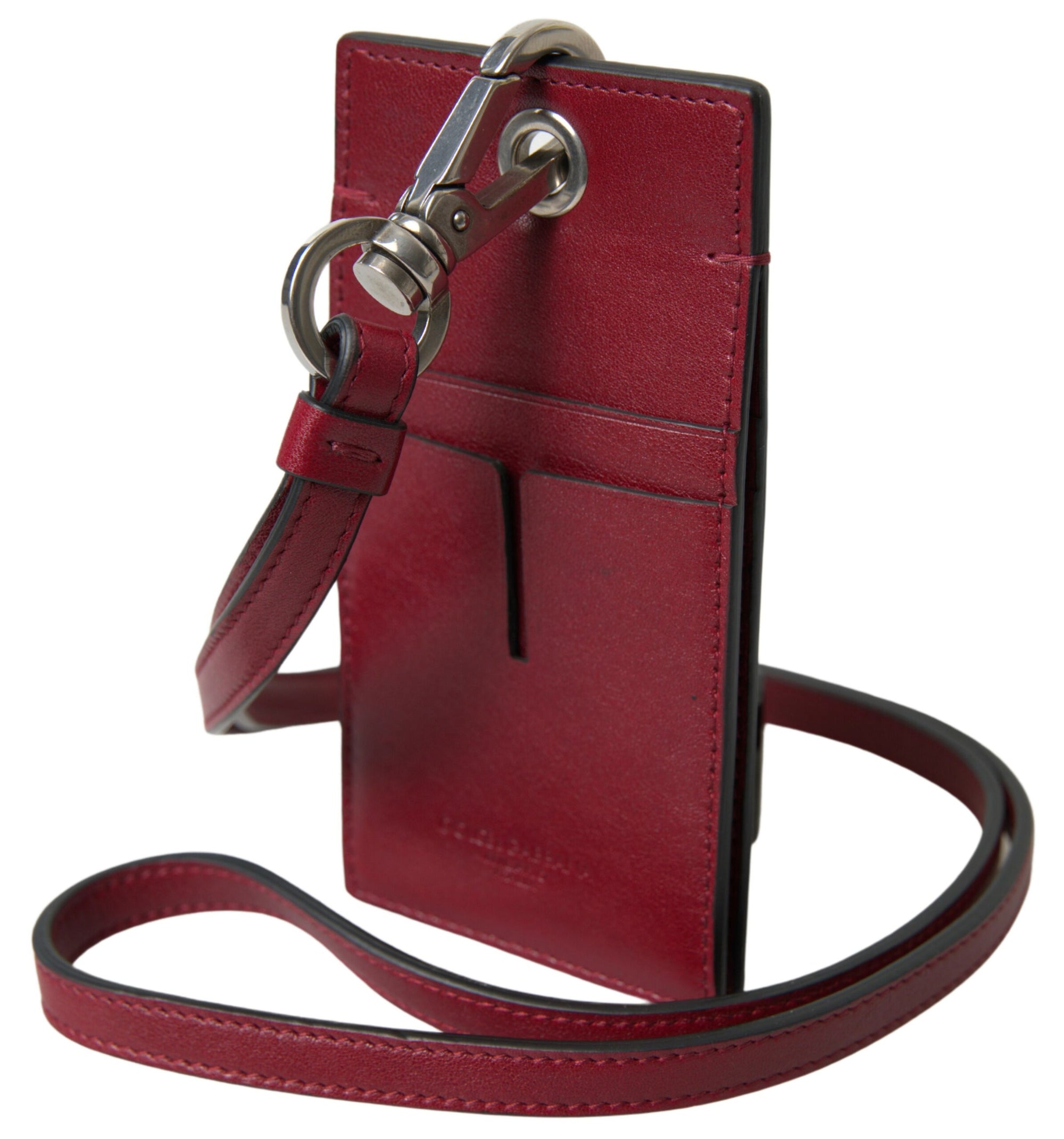 Porte-cartes élégant en cuir rouge Dolce & Gabbana avec cordon