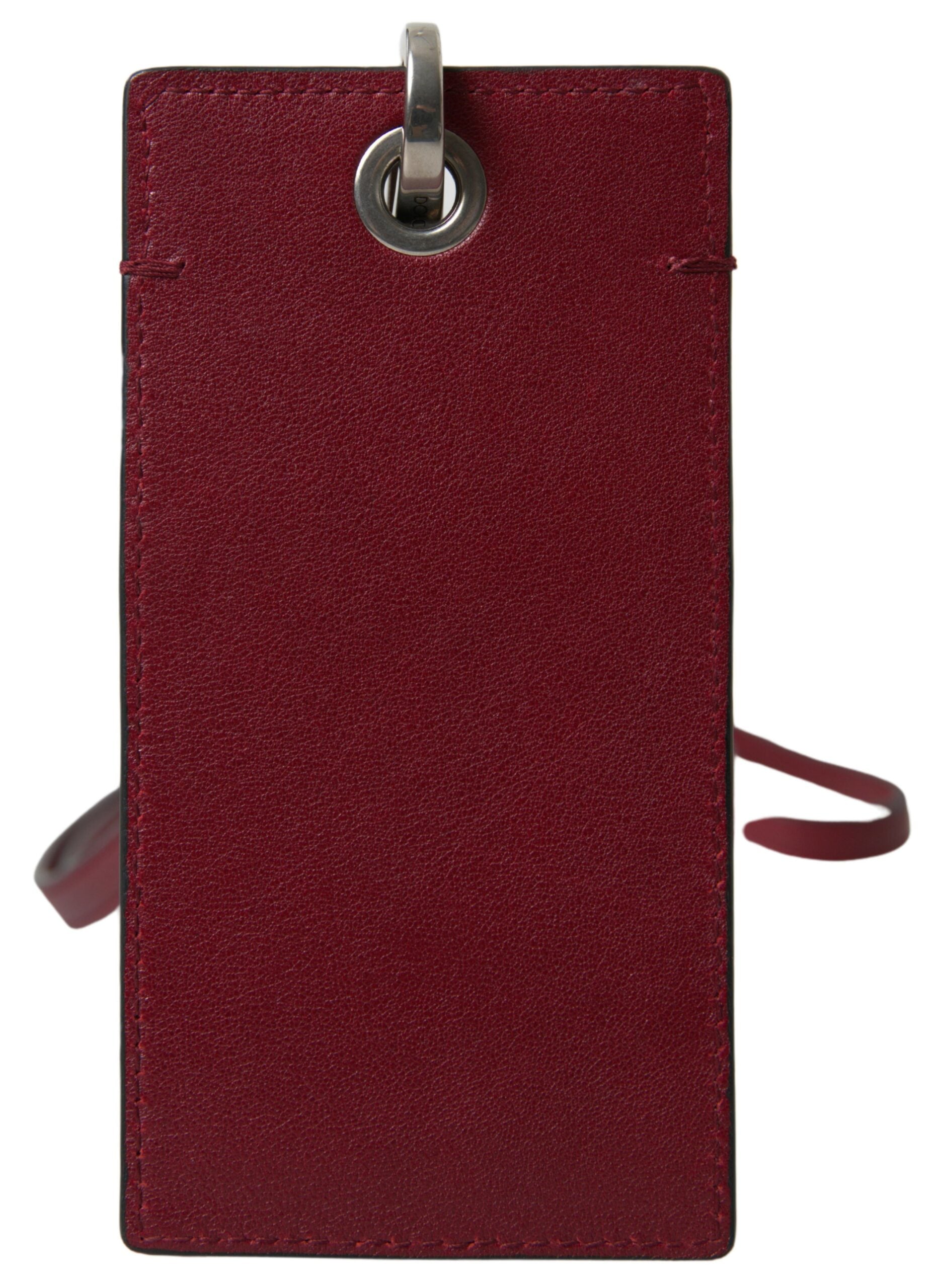 Porte-cartes élégant en cuir rouge Dolce & Gabbana avec cordon