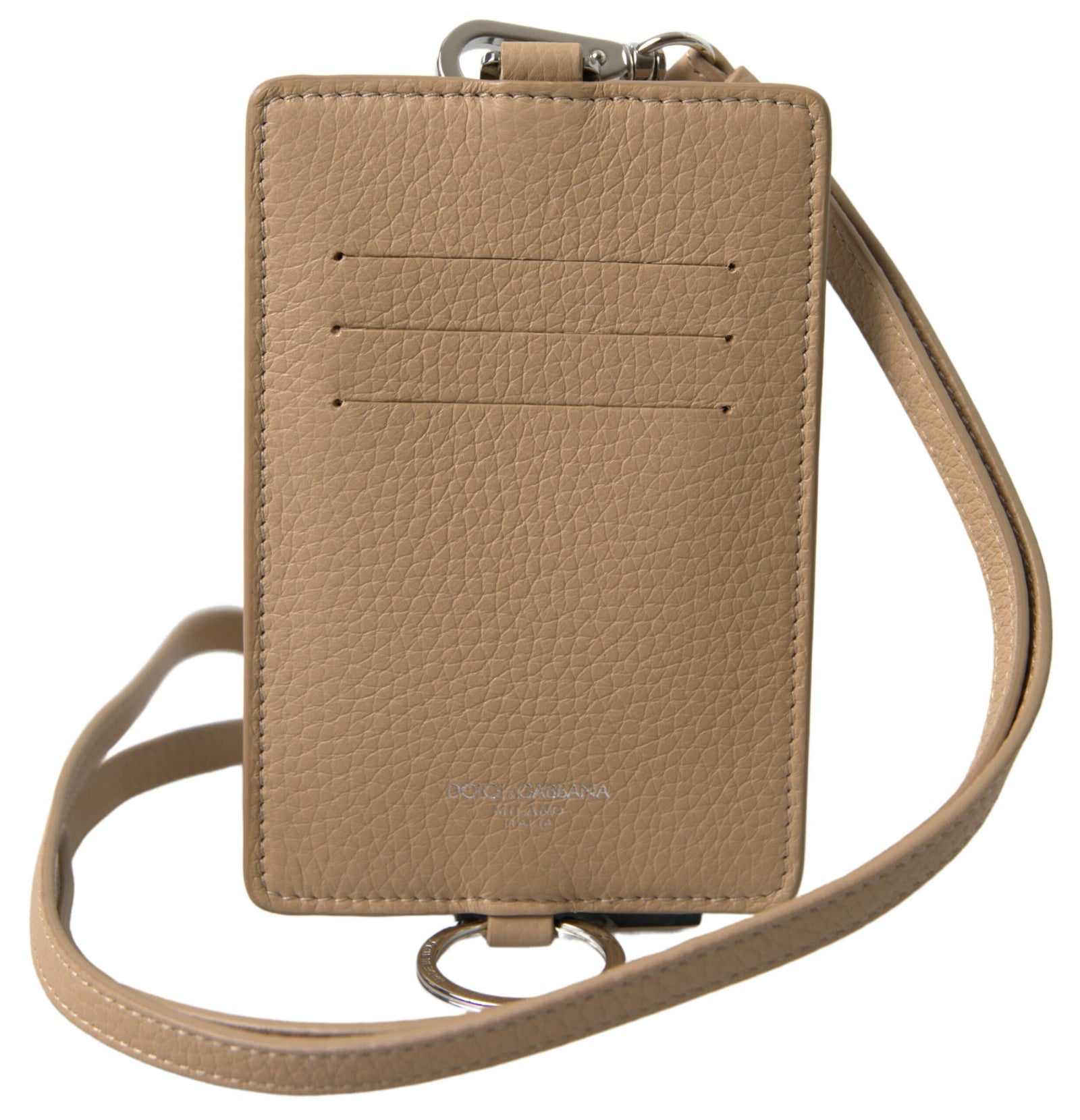 Portefeuille porte-cartes élégant en cuir beige Dolce & Gabbana