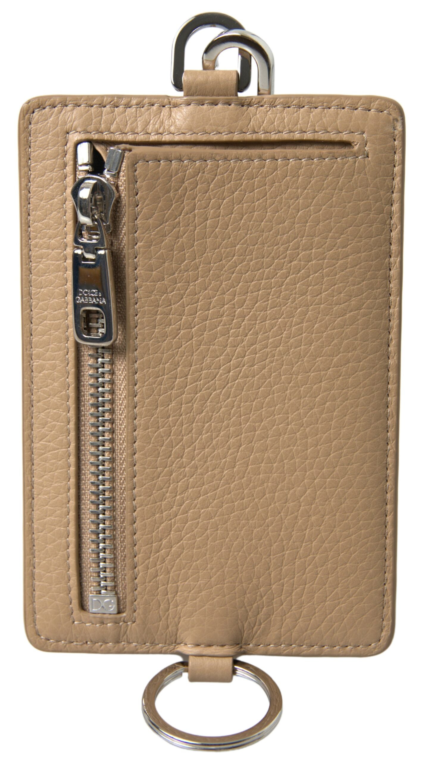 Portefeuille porte-cartes élégant en cuir beige Dolce & Gabbana
